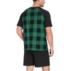 image:imageCouples Pajamas Set Short Sleeve Raglan Shirts and Shorts Lounge Sleepwear09black Green Gird