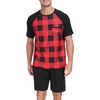 image:imageCouples Pajamas Set Short Sleeve Raglan Shirts and Shorts Lounge Sleepwear10black Red Gird
