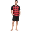 image:imageCouples Pajamas Set Short Sleeve Raglan Shirts and Shorts Lounge Sleepwear10black Red Gird
