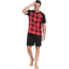 image:imageCouples Pajamas Set Short Sleeve Raglan Shirts and Shorts Lounge Sleepwear10black Red Gird