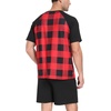 image:imageCouples Pajamas Set Short Sleeve Raglan Shirts and Shorts Lounge Sleepwear10black Red Gird
