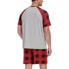 image:imageCouples Pajamas Set Short Sleeve Raglan Shirts and Shorts Lounge Sleepwear15red Plaid Gray