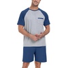 image:imageCouples Pajamas Set Short Sleeve Raglan Shirts and Shorts Lounge Sleepwear47dark Blue