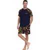 image:imageCouples Pajamas Set Short Sleeve Raglan Shirts and Shorts Lounge Sleepwear48navy Blue Chocolate