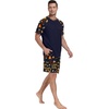 image:imageCouples Pajamas Set Short Sleeve Raglan Shirts and Shorts Lounge Sleepwear48navy Blue Chocolate