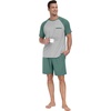 image:imageCouples Pajamas Set Short Sleeve Raglan Shirts and Shorts Lounge Sleepwear49haze Blue