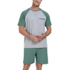 image:imageCouples Pajamas Set Short Sleeve Raglan Shirts and Shorts Lounge Sleepwear49haze Blue