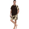image:imageCouples Pajamas Set Short Sleeve Raglan Shirts and Shorts Lounge Sleepwear50khaki Ape Man
