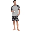 image:imageCouples Pajamas Set Short Sleeve Raglan Shirts and Shorts Lounge Sleepwear51navy Blue White Dog
