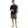 image:imageCouples Pajamas Set Short Sleeve Raglan Shirts and Shorts Lounge Sleepwear53black Sloth