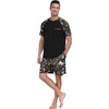 image:imageCouples Pajamas Set Short Sleeve Raglan Shirts and Shorts Lounge Sleepwear53black Sloth