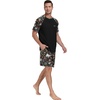 image:imageCouples Pajamas Set Short Sleeve Raglan Shirts and Shorts Lounge Sleepwear53black Sloth