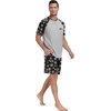 image:imageCouples Pajamas Set Short Sleeve Raglan Shirts and Shorts Lounge Sleepwear54black Brown Bear
