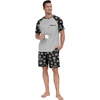 image:imageCouples Pajamas Set Short Sleeve Raglan Shirts and Shorts Lounge Sleepwear54black Brown Bear