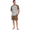 image:imageCouples Pajamas Set Short Sleeve Raglan Shirts and Shorts Lounge Sleepwear55brown