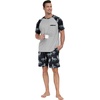 image:imageCouples Pajamas Set Short Sleeve Raglan Shirts and Shorts Lounge Sleepwear56dark Gray Wolf