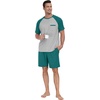 image:imageCouples Pajamas Set Short Sleeve Raglan Shirts and Shorts Lounge Sleepwear57emerald Blue