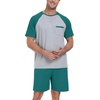 image:imageCouples Pajamas Set Short Sleeve Raglan Shirts and Shorts Lounge Sleepwear57emerald Blue