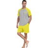 image:imageCouples Pajamas Set Short Sleeve Raglan Shirts and Shorts Lounge Sleepwear59fluorescent Yellow