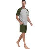 image:imageCouples Pajamas Set Short Sleeve Raglan Shirts and Shorts Lounge Sleepwear60olive Green