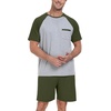 image:imageCouples Pajamas Set Short Sleeve Raglan Shirts and Shorts Lounge Sleepwear60olive Green