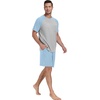 image:imageCouples Pajamas Set Short Sleeve Raglan Shirts and Shorts Lounge Sleepwear61sky Blue