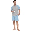 image:imageCouples Pajamas Set Short Sleeve Raglan Shirts and Shorts Lounge Sleepwear61sky Blue