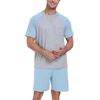 image:imageCouples Pajamas Set Short Sleeve Raglan Shirts and Shorts Lounge Sleepwear61sky Blue