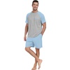image:imageCouples Pajamas Set Short Sleeve Raglan Shirts and Shorts Lounge Sleepwear61sky Blue