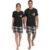 image:imageCouples Pajamas Set Short Sleeve Raglan Shirts and Shorts Lounge SleepwearFp Black White Plaid