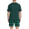 image:imageCouples Pajamas Set Short Sleeve Raglan Shirts and Shorts Lounge SleepwearFp Green Plaid