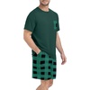 image:imageCouples Pajamas Set Short Sleeve Raglan Shirts and Shorts Lounge SleepwearFp Green Plaid