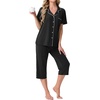 image:imagePrinStory Capri Pajamas for Womens Button Down PjsBlack