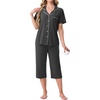 image:imagePrinStory Capri Pajamas for Womens Button Down PjsDark Gray