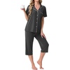 image:imagePrinStory Capri Pajamas for Womens Button Down PjsDark Gray