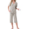 image:imagePrinStory Capri Pajamas for Womens Button Down PjsFpapricot Periwinkle