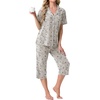 image:imagePrinStory Capri Pajamas for Womens Button Down PjsFpapricot Periwinkle