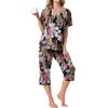 image:imagePrinStory Capri Pajamas for Womens Button Down PjsFpbig Leaf Pink