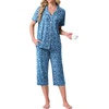 image:imagePrinStory Capri Pajamas for Womens Button Down PjsFpblue Flower