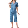 image:imagePrinStory Capri Pajamas for Womens Button Down PjsFpblue Flower