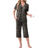 image:imagePrinStory Capri Pajamas for Womens Button Down PjsFpgray Ld Print