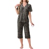 image:imagePrinStory Capri Pajamas for Womens Button Down PjsFpgray Ld Print