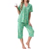 image:imagePrinStory Capri Pajamas for Womens Button Down PjsFpgreen Butterfly