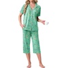 image:imagePrinStory Capri Pajamas for Womens Button Down PjsFpgreen Butterfly