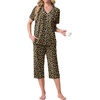 image:imagePrinStory Capri Pajamas for Womens Button Down PjsFpld Khaki