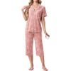 image:imagePrinStory Capri Pajamas for Womens Button Down PjsFppink Sunflower