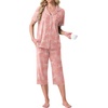 image:imagePrinStory Capri Pajamas for Womens Button Down PjsFppink Sunflower