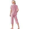 image:imagePrinStory Capri Pajamas for Womens Button Down PjsFppink White Flower