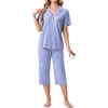 image:imagePrinStory Capri Pajamas for Womens Button Down PjsFpspot Blue