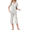 image:imagePrinStory Capri Pajamas for Womens Button Down PjsFpwhite Color Block